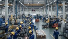 Ilustrasi suasana karyawan sedang bekerja di pabrik ( bolinggoNews.com / AI)