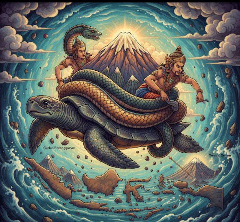 Gambar ilustrasi Legenda Gunung Semeru (AI)