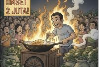 Gambar ilustrasi Pengusaha nasi Goreng yang ramai pembeli / foto : AI