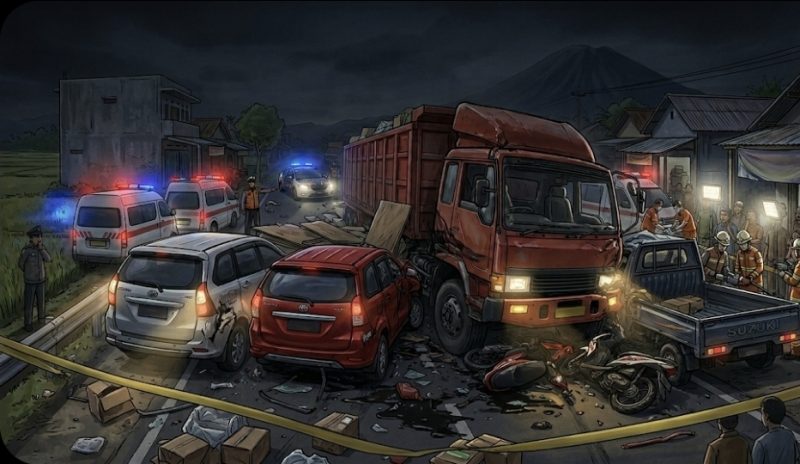 Ilustrasi gambar laka malasan Probolinggo ( foto : Bolinggonews/ AI)